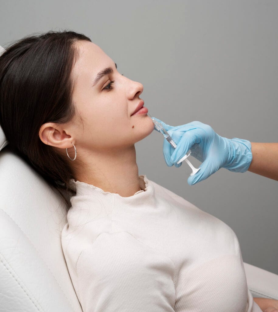 woman getting lip fillers