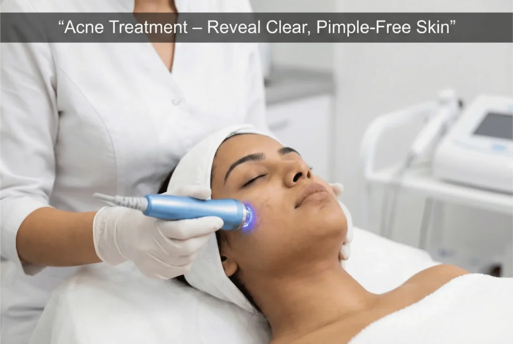 Woman getting acne treatment